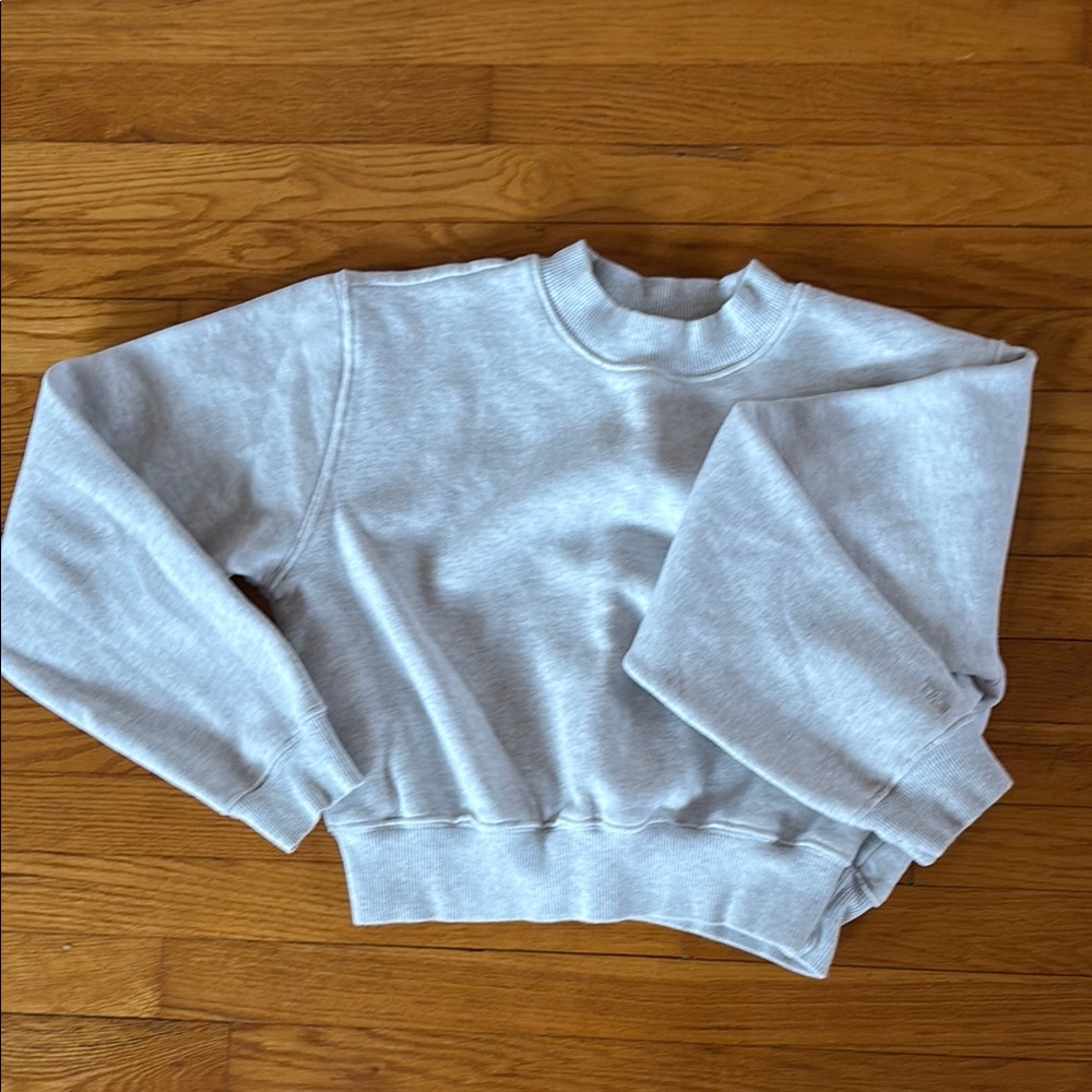 TNA Gray Crewneck Sweater with Ribbed Details